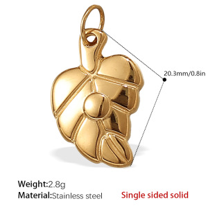 Pendentif En Acier Inoxydable Doré Étanche, Motif Fleur (1 Pièce) h5