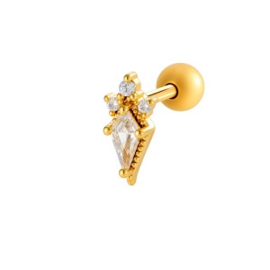 Boucles D'Oreilles Pendantes Pour Femme, 1 Pièce, Motif Géométrique Brillant, Couleur Cuivre Or Et Zircone h5 