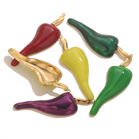 Pendentif femme étanche en acier inoxydable, motif poivre, à faire soi-même (1 pièce) 2