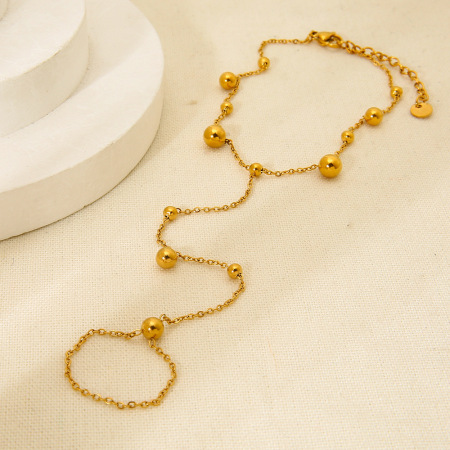 Bracelet en acier inoxydable étanche couleur or, relié au doigt (1 pièce) 2