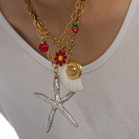 Collier pendentif femme étanche en acier inoxydable, motif étoile de mer, collection Oceanic Series (1 pièce)