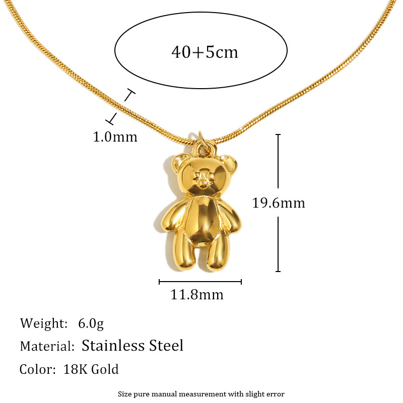 Collier Pour Femme Avec Pendentif Ours Mignon De Couleur Unie Image4