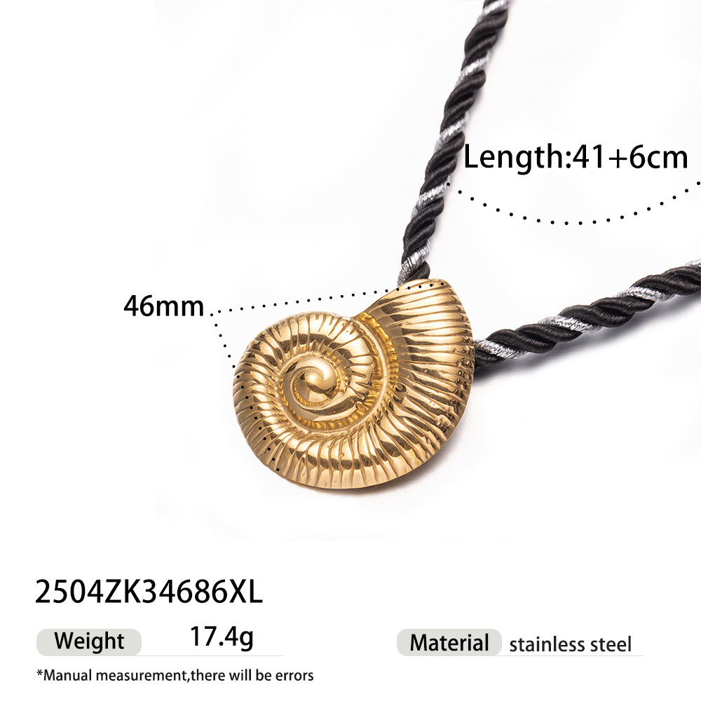 Collier Pendentif En Acier Inoxydable Étanche Couleur Or, En Forme De Bulot (1 Pièce)