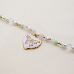 Collier Pendentif Femme En Acier Inoxydable Doré, Orné D'Un Papillon Naturel (1 Pièce) h5 Image7