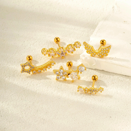 1 boucle d'oreille piercing en cuivre et zircon