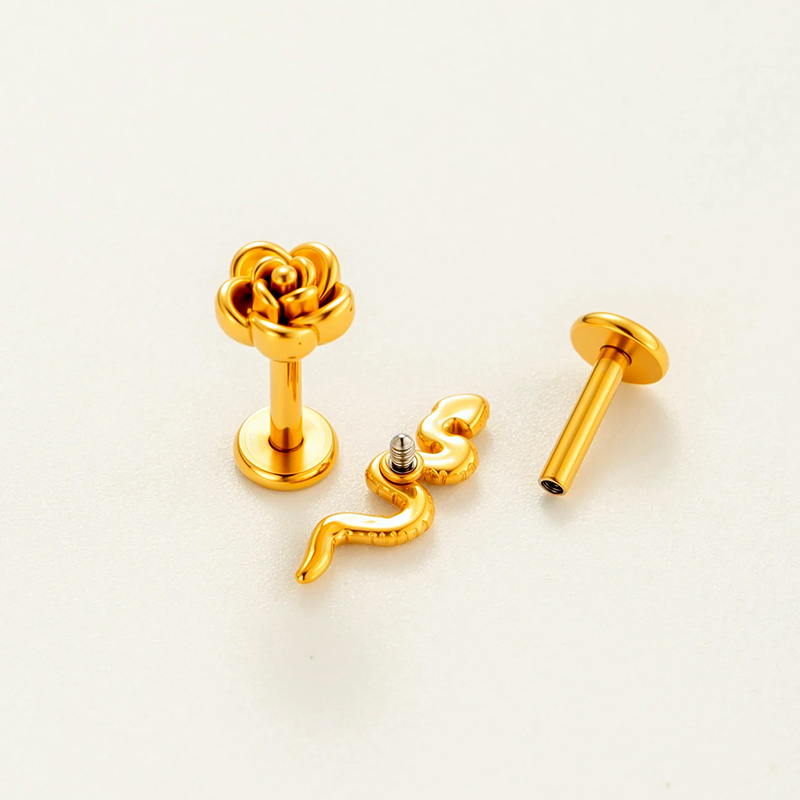 Boucle D'Oreille Piercing En Acier Inoxydable Étanche Couleur Or (1 Pièce) Image3