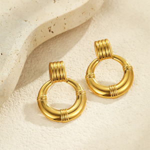 Boucles D'Oreilles Puces Pour Femmes, Luxueuses, Rétro, Géométriques, En Acier Inoxydable Étanche. h5 Image3