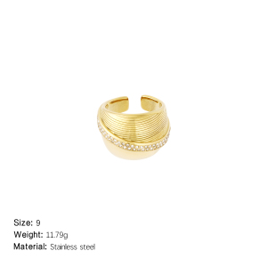 Bague De Luxe Classique Géométrique En Acier Inoxydable Étanche Couleur Or (1 Pièce) h5 Image2