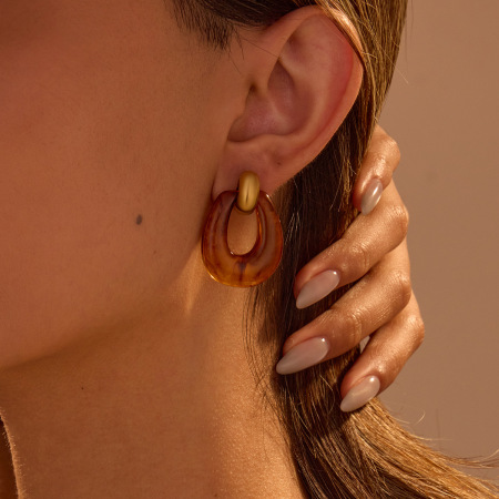 Boucles d'oreilles pendantes pour femmes, en acier inoxydable étanche, couleur or, collection Simple Series Daily