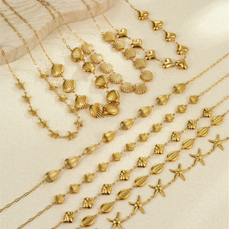 1 paire de colliers pendentifs pour femmes en acier inoxydable couleur or, série romantique 2