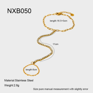 Bracelet En Acier Inoxydable Étanche, Couleur Or, Avec Zircon, À Relier Au Doigt (1 Pièce). h5
