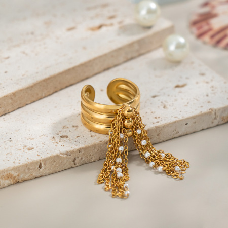 Bague de luxe en acier inoxydable étanche couleur or (1 pièce)