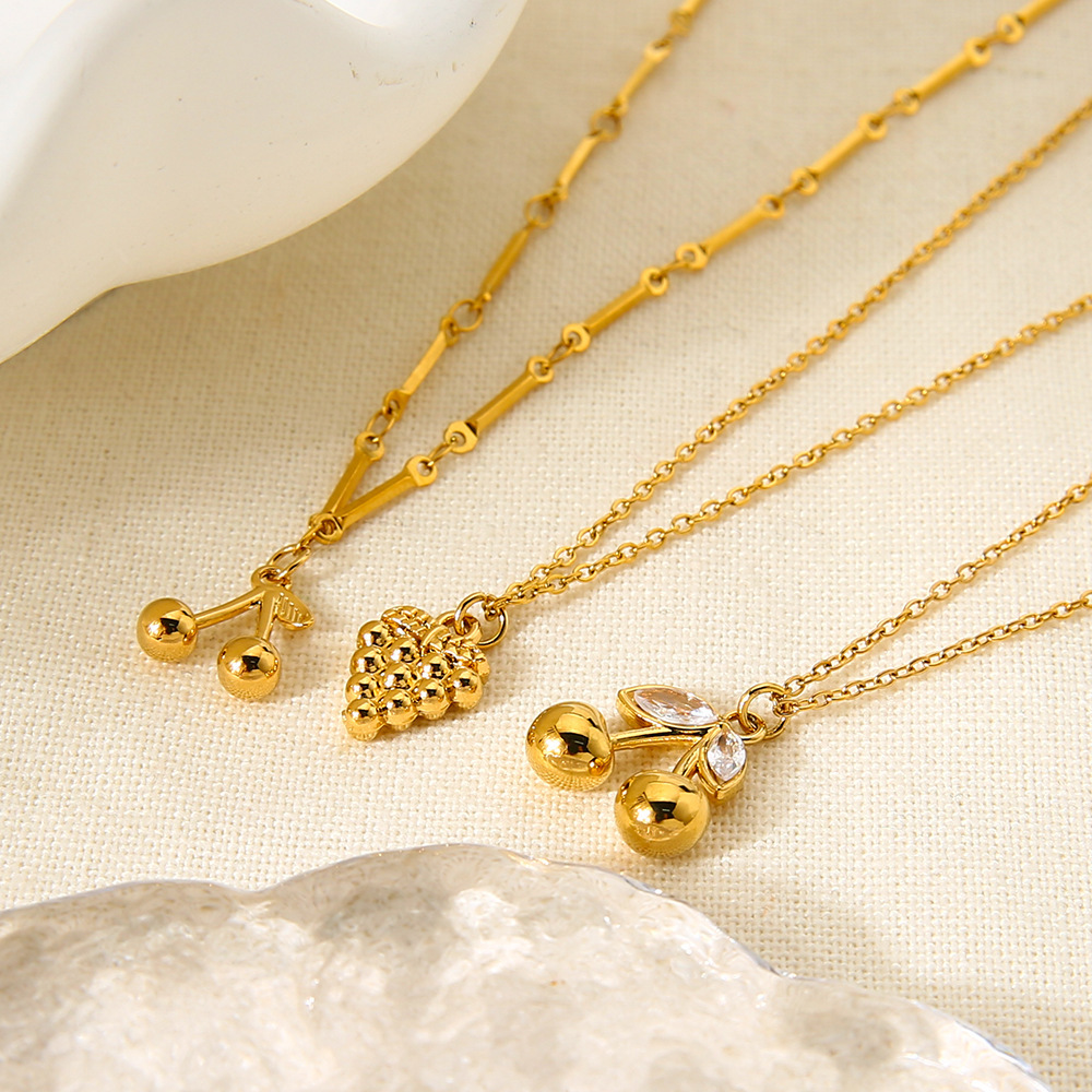 Colliers Pendentifs Pour Femmes, Collection Romantique Sweet Plant, En Acier Inoxydable Étanche, Couleur Or Et Zircon. Image3