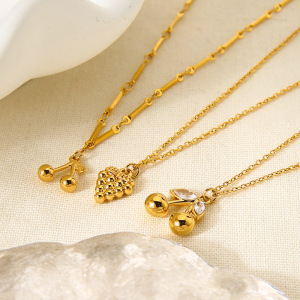 Colliers Pendentifs Pour Femmes, Collection Romantique Sweet Plant, En Acier Inoxydable Étanche, Couleur Or Et Zircon. h5 Image3
