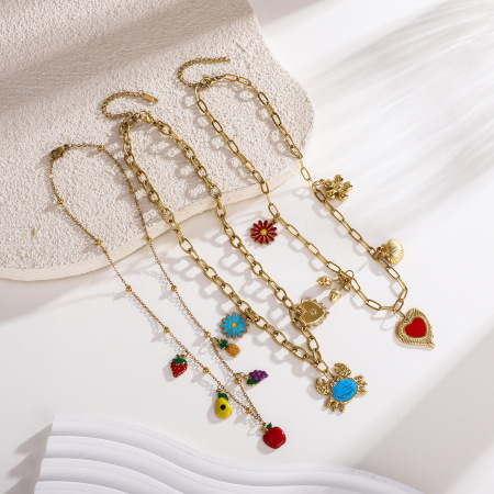 Collier pendentif cœur étanche en acier inoxydable pour femme (1 pièce) 2