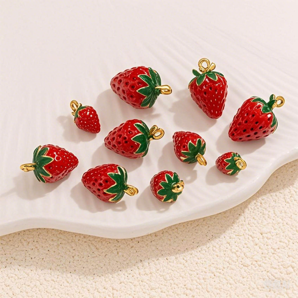 Pendentif Femme Étanche En Acier Inoxydable, Motif Fraise, À Faire Soi-Même (1 Pièce) Image2