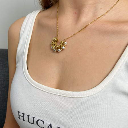 Colliers pendentifs géométriques simples pour femmes, en acier inoxydable étanche