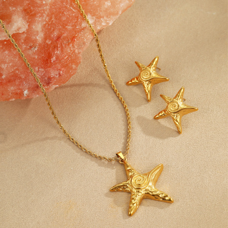 Colliers pendentifs pour femmes Vacation Star en acier inoxydable étanche couleur or 2