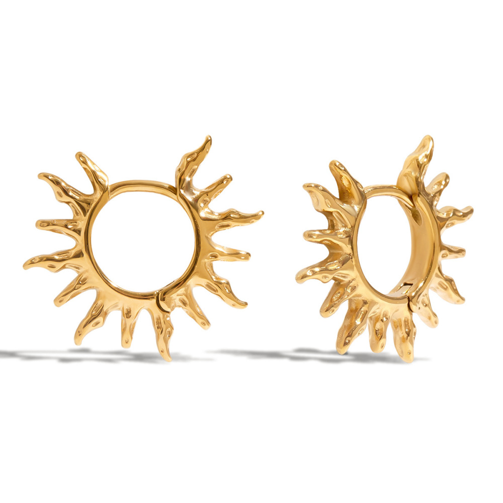 1 Paire De Boucles D'Oreilles Créoles Rétro Élégantes Pour Femmes, En Acier Inoxydable Étanche, Couleur Or. 