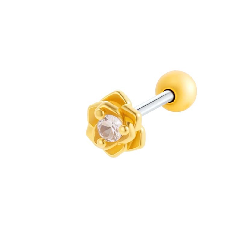 Boucles D'Oreilles Élégantes En Forme De Fleur, Couleur Cuivre Et Or, Zircon, Pour Femme, 1 Pièce Image6