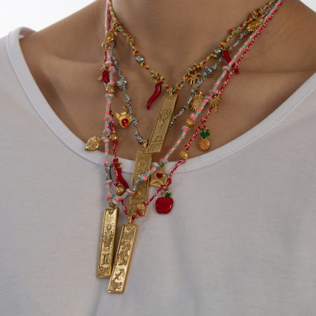 Collier pendentif élégant rectangulaire en acier inoxydable étanche couleur or pour femme (1 pièce) 2
