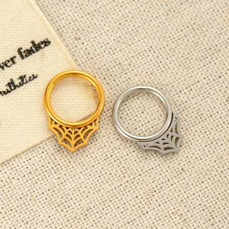 Boucles d'oreilles créoles pour femme, en acier inoxydable imperméable, couleur or, motif toile d'araignée (1 pièce).