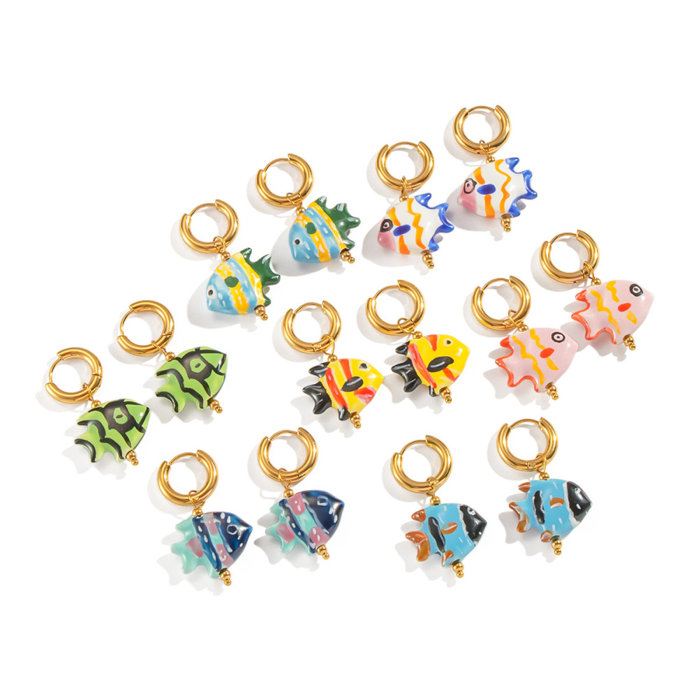 1 Paire De Boucles D'Oreilles Pendantes En Forme De Poisson Mignon Image5