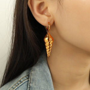 1 Paire De Boucles D'Oreilles Pendantes En Acier Inoxydable Étanche Couleur Or h5 Image4