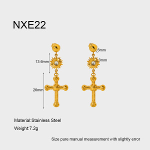 Boucles D'Oreilles Puces Pour Femmes, Style Rétro Croix Classique, En Acier Inoxydable Étanche h5 