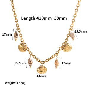 Collier Pendentif Oceanic En Acier Inoxydable Étanche Couleur Or (1 Pièce) h5 