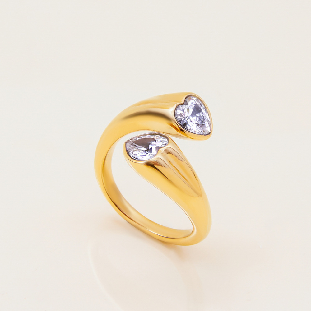 Bague Femme En Acier Inoxydable Doré, Étanche, Ornée D'Une Pierre Précieuse Et Ornée D'Une Étoile Personnalisée. 