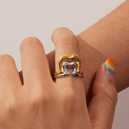 Bague minimaliste classique géométrique en acier inoxydable étanche couleur or (1 pièce) 2