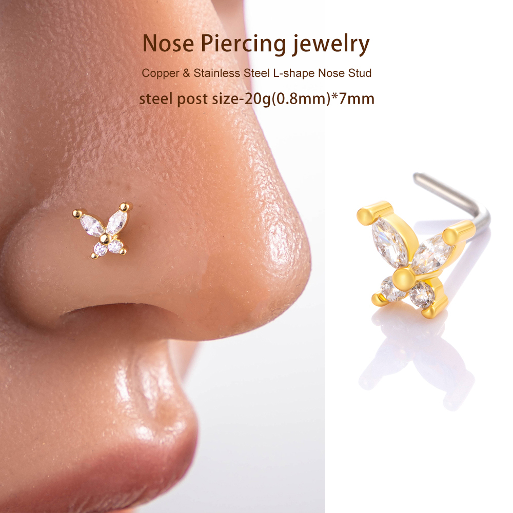 1 Pièce De Piercing De Nez En Zircon Couleur Cuivre Doré Image4