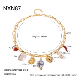 Collier Pendentif Rétro En Acier Inoxydable Étanche Couleur Or (1 Pièce) h5 