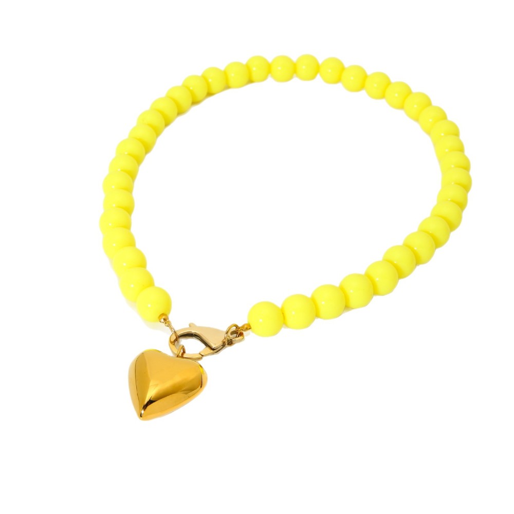 Collier De Perles En Acrylique Couleur Or En Forme De Cœur, 1 Pièce Image5
