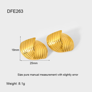 Boucles D'Oreilles Puces Rétro Géométriques En Acier Inoxydable Étanche Couleur Or Pour Femmes h5