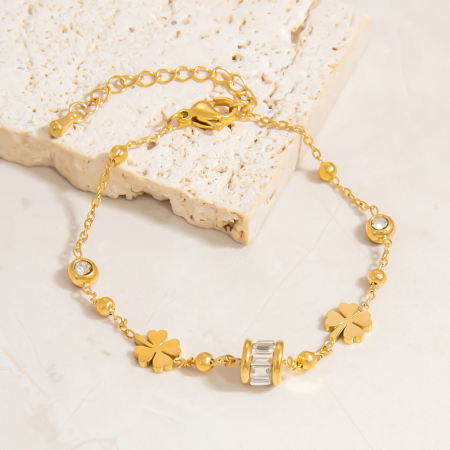 Bracelet à breloques étanche en acier inoxydable, couleur or (1 pièce) 2