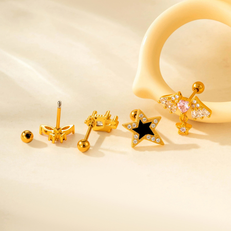 Boucles d'oreilles à tige en acier titane et zircon pour femme, 1 pièce, cœur brillant 2