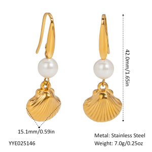 1 Paire De Boucles D'Oreilles Pendantes Oceanic En Acier Inoxydable Étanche Couleur Or h5 