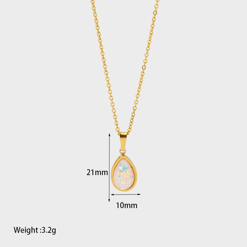 Colliers Pendentifs Pour Femmes, Collection Simple Series Elegant Droplet, En Acier Inoxydable Étanche 