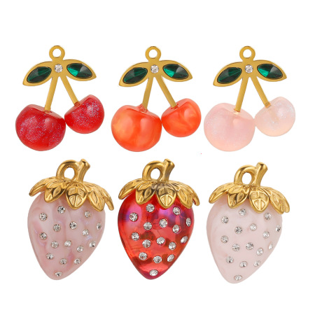 Pendentif femme étanche en acier inoxydable à motif cerise (1 pièce)