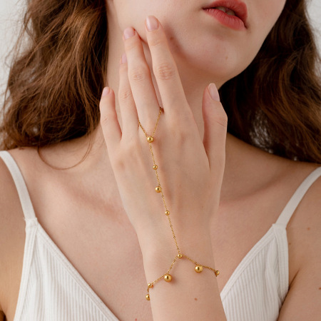 Bracelet en acier inoxydable étanche couleur or, relié au doigt (1 pièce)