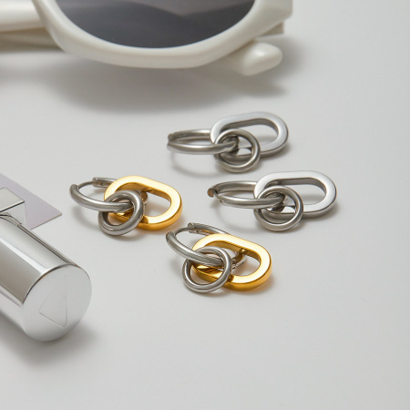 Boucles d'oreilles pendantes rondes et élégantes pour femme, en acier inoxydable étanche, couleur or (1 paire).