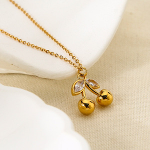 Colliers Pendentifs Pour Femmes, Collection Romantique Sweet Plant, En Acier Inoxydable Étanche, Couleur Or Et Zircon. h5 Image4