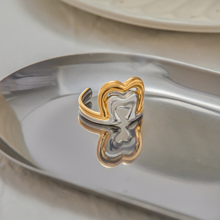 Bague minimaliste classique géométrique en acier inoxydable étanche couleur or (1 pièce)