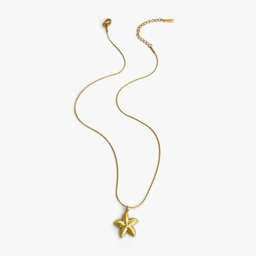 Collier Pendentif Océanique En Acier Inoxydable Couleur Or, 1 Pièce 