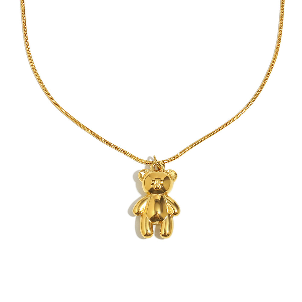 Collier Pour Femme Avec Pendentif Ours Mignon De Couleur Unie