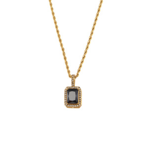 Colliers De Luxe Classiques Géométriques En Acier Inoxydable Étanche Couleur Or Avec Zircon h5 