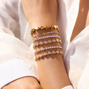 Bracelet À Maillons Pour Femme, En Acier Inoxydable Doré, Avec Motif Cœur (1 Pièce). h5 Image6