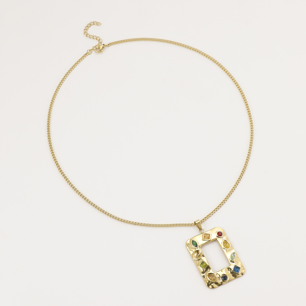Colliers Pendentifs Pour Femmes, Luxueux, Rétro, Géométriques, En Acier Inoxydable Étanche, Couleur Or Image5